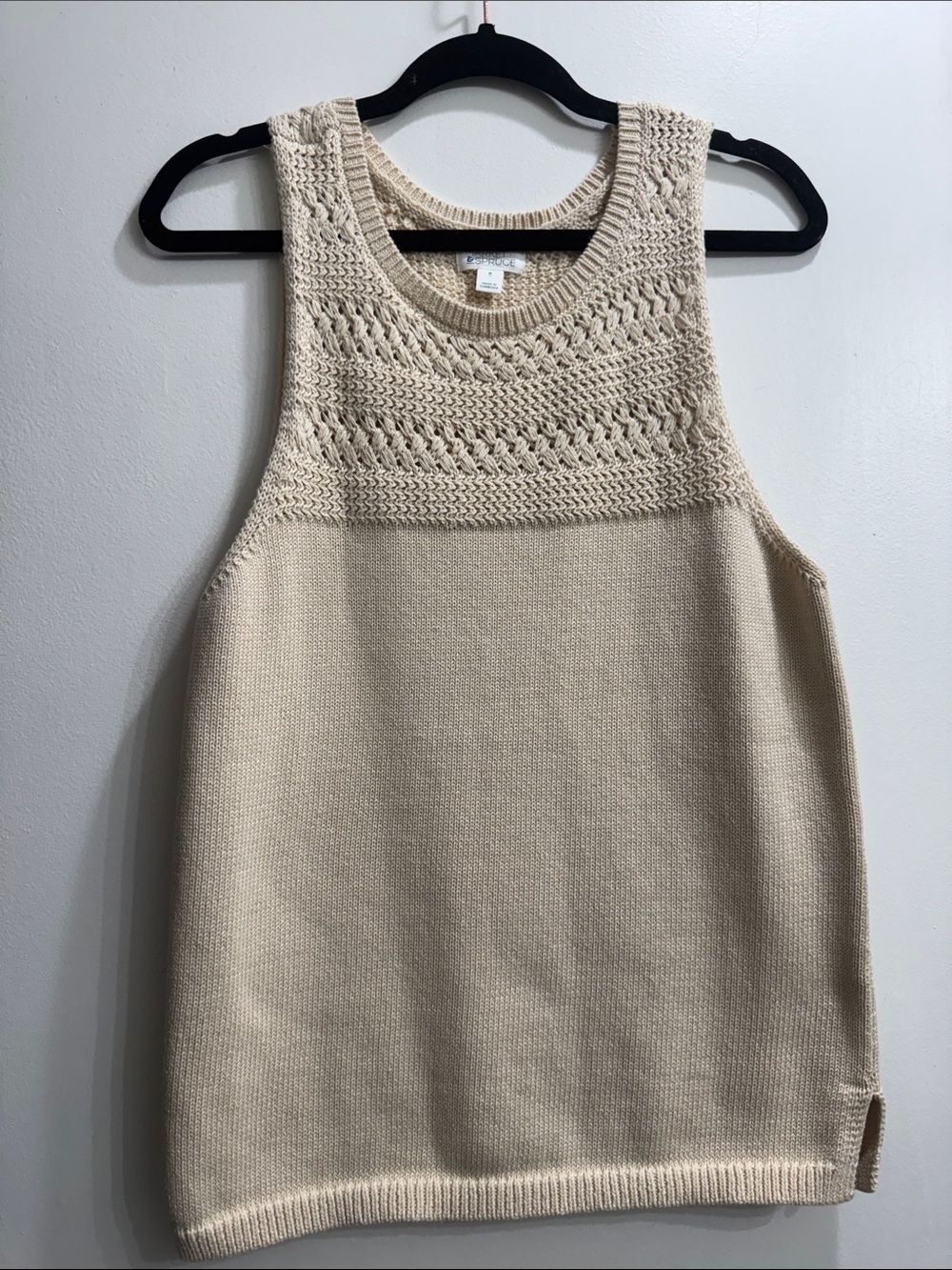Market & Spruce Cream Knit Sleeveless Tank